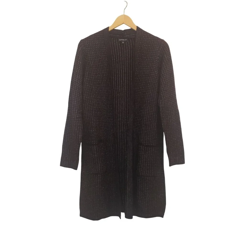 Fortune + Ivy Open Cardigan Sweater Women's Size Medium Black Grey Coatigan NWOT - Picture 8 of 16